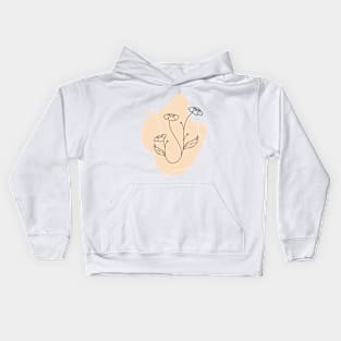 Minimal Peach Floral Art Kids Hoodie